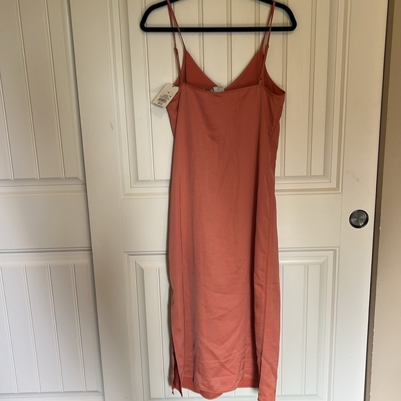 A New Day Peach Spaghetti Strap Satin Tank Midi Slip Dress Size Medium NWT - Picture 4 of 14